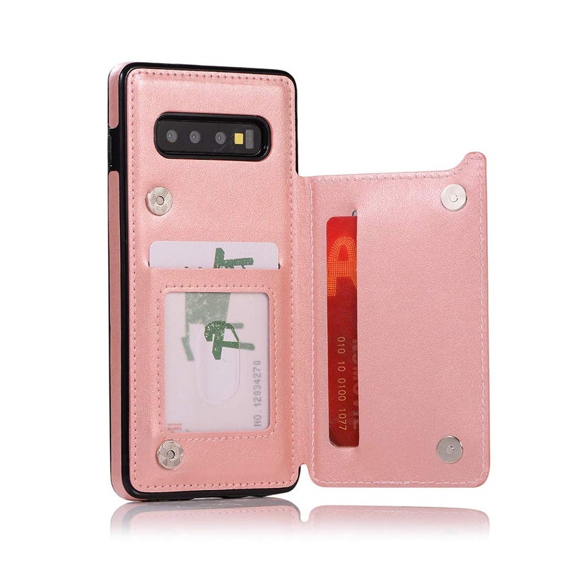 Asuwish Phone Case for Samsung Galaxy S10 Plus with Tempered Glass Screen Protector and Card Holder Wallet Cover Stand Flip Leather Cell Accessories Glaxay S10+ 10S S 10 10plus S10plus Cases Women Rose Gold - Image 5